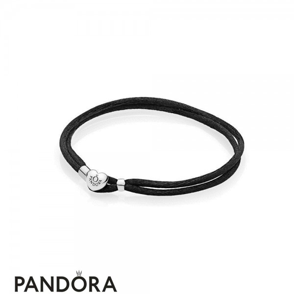 Pandora Bracelets Cord Black Fabric Cord Double Braided Leather Bracelets Jewelry