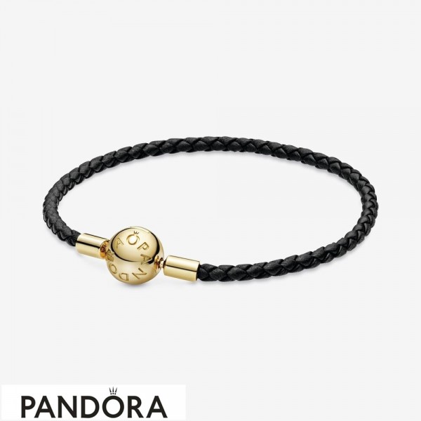 Pandora Moments Black Woven Leather Bracelet Jewelry