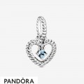 Women's Pandora Aqua Blue Beaded Heart Dangle Charm Jewelry