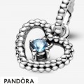 Women's Pandora Aqua Blue Beaded Heart Dangle Charm Jewelry