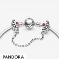 Women's Pandora Blue & Pink Fan Safety Chain Clip Charm Jewelry