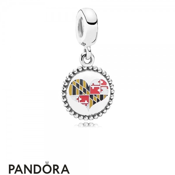 Jewelry Pandora Maryland Flag Heart Dangle Charm Mixed Enamel Jewelry