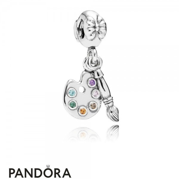 Pandora Pendant Charms Artist's Palette Pendant Charm Multi Colored Cz Jewelry
