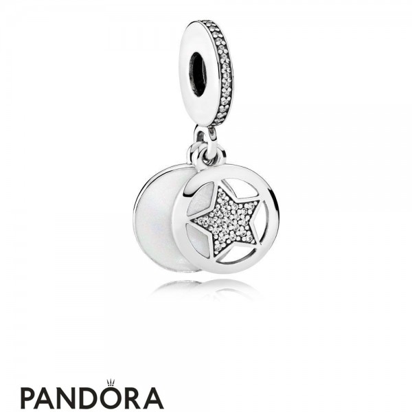 Pandora Pendant Charms Friendship Star Pendant Charm Silver Enamel Clear Cz Jewelry
