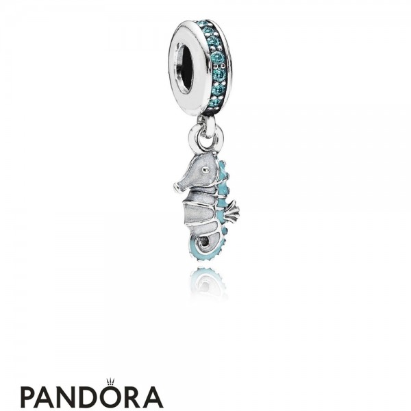 Pandora Pendant Charms Tropical Seahorse Pendant Charm Teal Cz Turquoise Enamel Jewelry