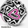 Women's Pandora Pink Openwork Hearts Sketch Charm Jewelry