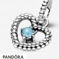 Women's Pandora Sky Blue Beaded Heart Dangle Charm Jewelry