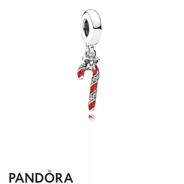Women's Pandora Sparkling Candy Cane Pendant Charm Berry Red Enamel Clear Cz Jewelry
