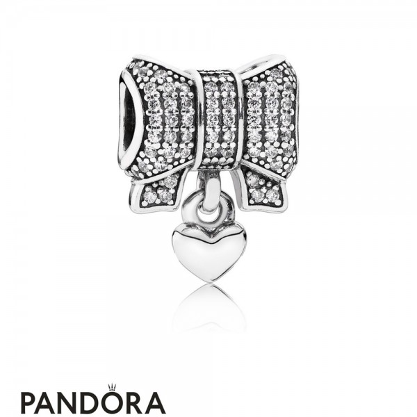 Pandora Sparkling Paves Charms Heart Bow Charm Clear Cz Jewelry