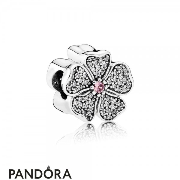 Pandora Sparkling Paves Charms Sparkling Apple Blossom Charm Blush Pink Crystal Jewelry