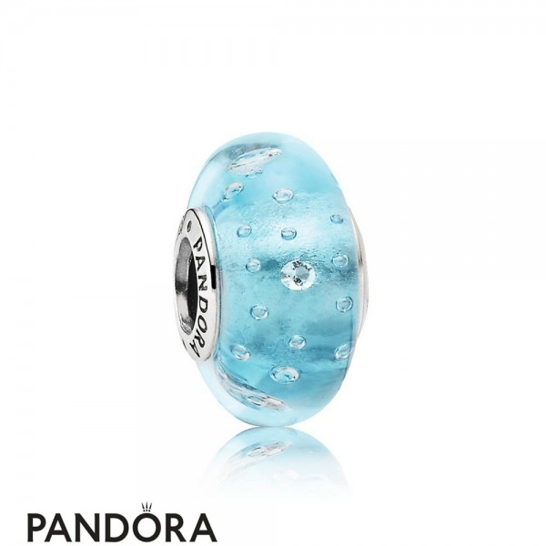 Pandora Touch Of Color Charms Blue Effervescence Charm Murano Glass Clear Cz Jewelry