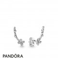 Women's Pandora Draped Four Petal Flowers Earring Studs Jewelry
