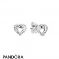 Women's Pandora Knotted Hearts Earring Studs Jewelry