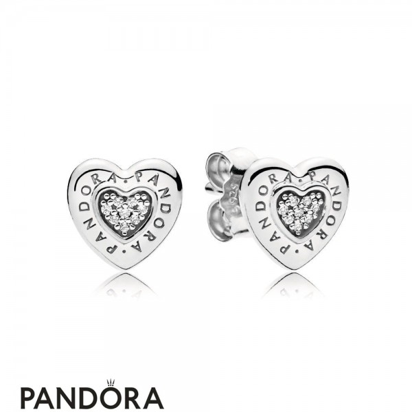 Women's Pandora Logo Heart Earring Studs Jewelry