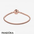 Pandora Moments Pink Fan Clasp Snake Chain Bracelet Jewelry