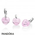 Women's Pandora Pink Ribbon Heart Dangle Charm Murano Glass Jewelry