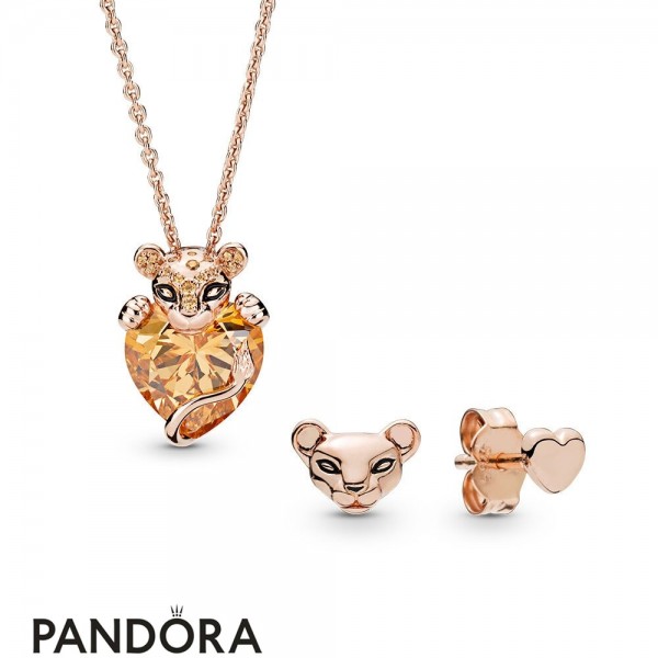 Pandora Rose Lioness Necklace And Earrings Gift Set Jewelry
