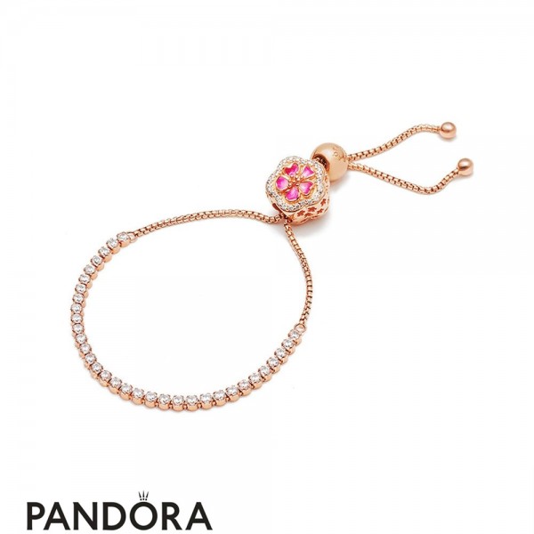Pandora Rose Enamel Pink Mixed Stones Crystal Synthetic Sapphire Dazzling Peach Bracelet Jewelry