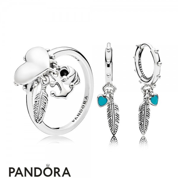 Women's Pandora Spritual Symbols Ring And Earring Set Jewelry