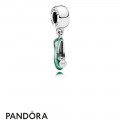 Pandora Disney Charms Tinker Bell's Shoe Pendant Charm White Glittering Green Enamel Jewelry