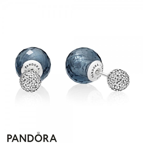 Pandora Earrings Shimmering Drops Midnight Blue Crystals Jewelry