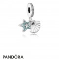 Pandora Pendants Tropical Starfish Sea Shell Pendant Charm Frosty Mint Clear Jewelry